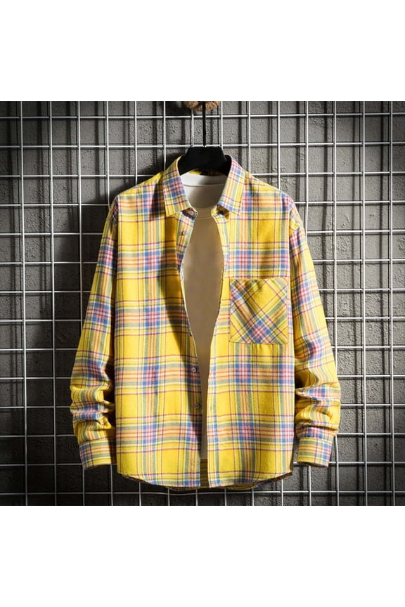 Shirt for Men Big And Tall Guide Cotton Shirts Undershirts Long Sleeve Yellow Collared Mens Shirts Big And Tall,XXXXL