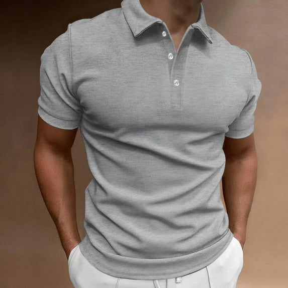Blmnix Shirt for Men Muscle Golf Shirts Polo Shirts Tshirts Collared Gray Short Sleeve Mens Shirts Big And Tall,L