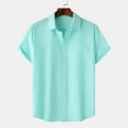 thumbnail image 1 of Blmnix Shirts for Men Dress Shirts Pocket Tee Cotton T Shirts T shirt Short Sleeve Blue Collared Athletic Shirts for Men,L, 1 of 9