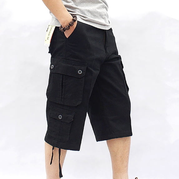 Blmnix Short Pants Men Pants Travel Pants Baggy Cargo Low Waisted Jean Black 7/8th Straight-Leg Mens Summer Pants,38