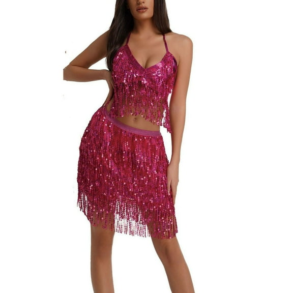 Blmnix Short Skirts for Women Flowy Tiered Sparkly Skirt Dress Pink Mini Petticoat Skirt for Women Under Dress,M