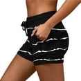 thumbnail image 1 of Blmnix Summer Shorts Black Board Women with Pockets Spandex Striped High Waisted Womans Shorts,XL, 1 of 6