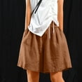 thumbnail image 1 of Blmnix Shorts Womens Pleated Linen Shorts Beach Shorts Shorts High Brown Elastic Running Shorts Women,XXL, 1 of 6