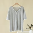 thumbnail image 1 of Blmnix Silk Pajamas Valentines Pjs Sleep Tops Plus Size Pajamas Gray V-Neck Short Sleeve Ladies Pajamas Sets,L, 1 of 5