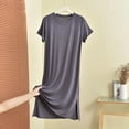 thumbnail image 1 of Blmnix Sleep Dress for Women Long Nightgowns Bamboo Nightgowns Sleepshirts Sleepshirts Gray Below-the-Knee Short Sleeve Crew Neck Summer Nightgowns for Women, 1 of 5