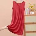 thumbnail image 1 of Blmnix Sleep Tanks Womens Nightgowns Lightweight Nightgowns Bamboo Nightgowns Sleepshirts Below-the-Knee Sleeveless Crew Neck Red Summer Nightgowns for Women, 1 of 6