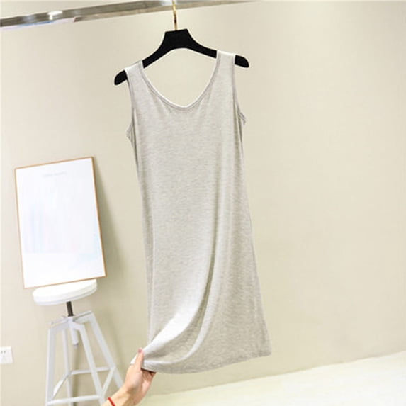 Blmnix Sleep Tanks Womens Nightgowns & Sleepshirts Cotton Nightgowns Sexy Nightgown Chemise Sleeveless V-Neck Gray Knee Length Button Down Nightgown,XL