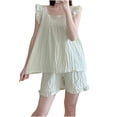 thumbnail image 1 of Blmnix Sleepwear Sets Women's Pajama Sets 2 Piece Cute Pajamas Short Pajama Sleeveless Green Square Neckline Straight-Leg Short Womens Pajama Sets Shorts,M, 1 of 4