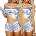 thumbnail image 1 of Blmnix Sleepwear Sets Women's Pajama Sets Satin Pajama Sexy Pajama Set Sweetheart Relaxed Gray Sleeveless Cropped Summer Pajamas for Women,S, 1 of 4