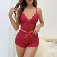 thumbnail image 1 of Blmnix Sleepwear Sets Women's Pajama Sets Sexy Pajamas Pajama Sets Shorts Slim-Leg V-Neck Red Sleeveless Cropped Fall Pajamas Women,XL, 1 of 5