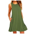 thumbnail image 1 of Blmnix Sleeveless Women Dresses Green Elegant Long Autumn Classy Solid Shift Fashion Skirts, 1 of 6