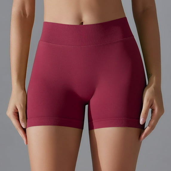 Blmnix Sliding Shorts Women's Shorts Cotton Shorts Yoga Shorts Shorts High Red Pull-On Tight Womens Gym Shorts,L