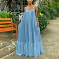 thumbnail image 1 of Blmnix Slip Dress Woman Dress for Curvy Flowy Dresses Under Dress Square Neckline Long Blue Sleeveless Wrinkle-Resistant Plus Size Summer Dresses,XL, 1 of 6