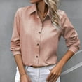 thumbnail image 1 of Blmnix Solid Color Fitted Button Up Shirts Pink Textured Shirts for Women Long Sleeve V-Neck Tops, 1 of 5