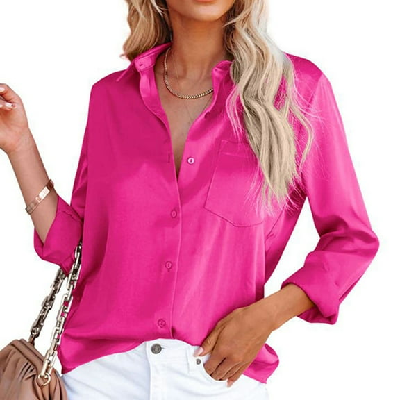 Blmnix Sparkly Tops for Women Button Down Dressy Blouses for Women V-Neck Cotton Long Sleeve Blouses