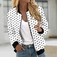 thumbnail image 1 of Blmnix Sport Coats for Women Polka Dot Jacket Zip Up Spring Jackets Adaptable Coats Cocoon White Long Sleeve Winter Coats for Women, 1 of 6