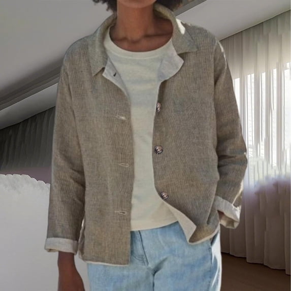 Blmnix Sport Jacket for Women Adaptable Lightweight Jacket Women Spring Jackets Button Jackets Beige Long Sleeve Mid-Length Cocoon Winter Coat