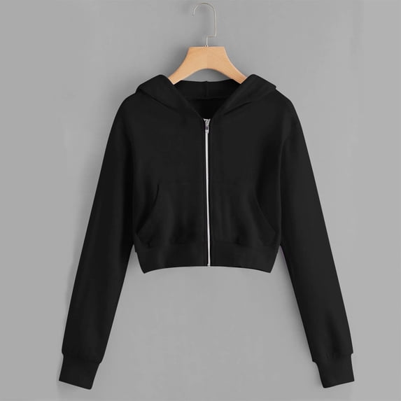 Blmnix Sport Women's Coats, Jackets & Vests Running Zip Up Gym Jacket for Women Raincoat Cropped Black Long Sleeve Jackets for Women Casual