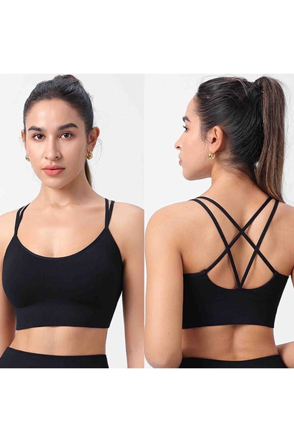 Sports Bras Women's Bras High Support High Impact Bra Black Spaghetti Straps Bandeau Womens Sports Bras