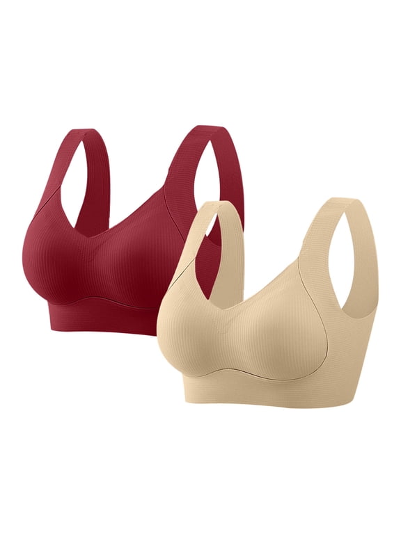 Sports Bras for Women High Support Large Bust Push-Up Seamless Bras Plus Size 2 Pack Minimizer Bras M-5XL