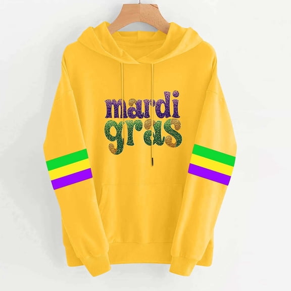Blmnix Spring Shirts for Women 2026 Carnival Hoodie Cotton T-shirt Long Sleeve Yellow Hooded Club Tops