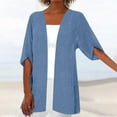 thumbnail image 1 of Blmnix Spring Tops for Women Short Sleeve Blue Solid Gauze Cover-Up Vacation Blouse Tops for Teen Fall, 1 of 6
