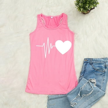 Blmnix Spring Tops for Women Trendy Pink Sleeveless Graphic Halter Cute Racerback Tank Tops Casual Vest