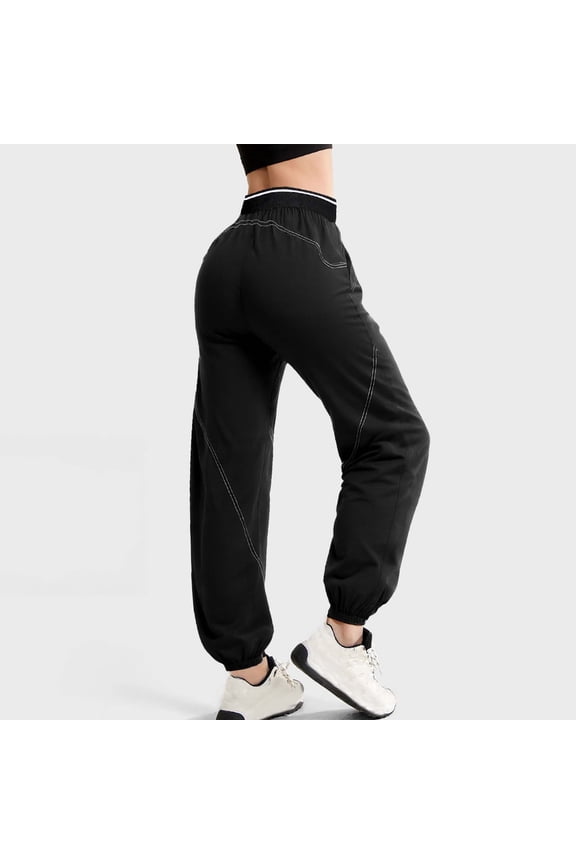Straight Leg Sweatpants for Women Palazzo Baggy Sweatpants Cargo Pants Pant Full High Black Taper Snow Pants for Women,L