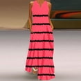 thumbnail image 1 of Blmnix Striped Dress Women Dresses with Pockets Long Summer Dresses Tank Under Dress V-Neck Gray Maxi Sleeveless Ladies Summer Dresses,M, 1 of 5