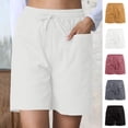 thumbnail image 1 of Blmnix Summer Shorts Women with Pockets Board High Waisted Striped Spandex Beach Shorts for Women,White,XL, 1 of 9