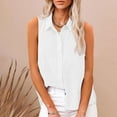 thumbnail image 1 of Blmnix Summer Tops for Women Trendy White Sleeveless Button Collared Loose Solid Tank Tops Casual Vest, 1 of 7