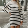 thumbnail image 1 of Blmnix Sweater Dresses Mini Bodycon Dresses Long Sleeve Beige Turtleneck Casual Dress, 1 of 5
