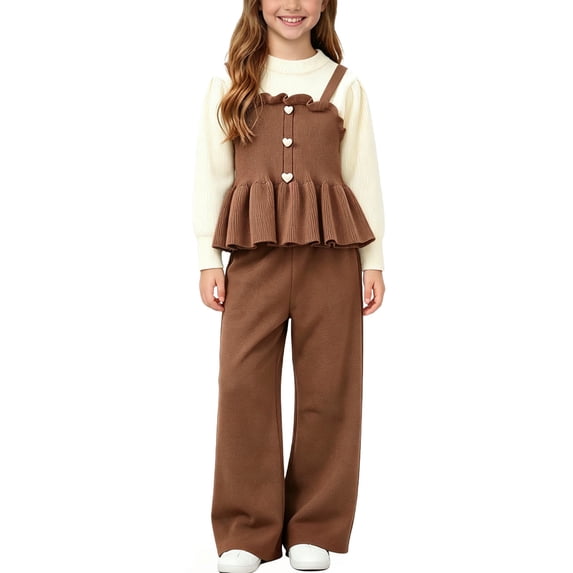 Blmnix Sweater Two Piece Outfits Cute Outfits Fall Outfits Palazzo Set Crew Neck Yellow Long Sleeve Baby Outfit 7-8 Years