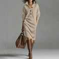 thumbnail image 1 of Blmnix Sweater Wedding Guest Dresses for Women Knit Button Skirts Long Sleeve Mock Neck Yellow Slip Dress,XXL, 1 of 9