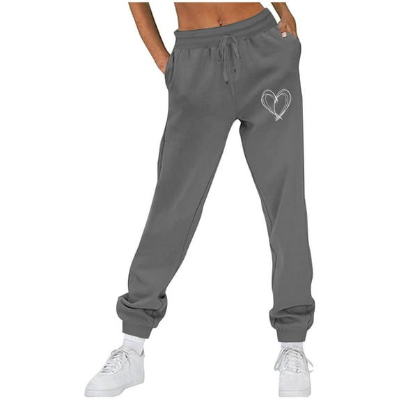 Blmnix Sweatpants Casual Pants for Woman Gray Workout High Long Loose Joggers Pants for Lady Pull-On