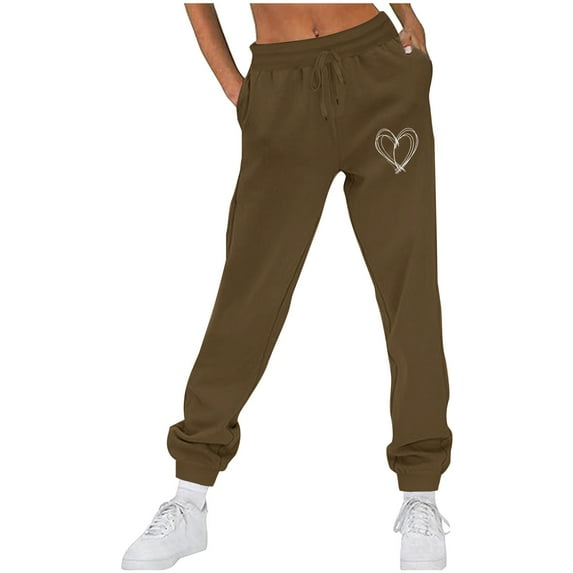 Blmnix Sweatpants Comfy Pants for Woman Brown High Workout Loose Long Joggers Pants for Lady Casual