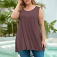 thumbnail image 1 of Blmnix Tank Tops Woman Muscle Plus Size Long Tank Tops Crew Neck Brown Tank Top Sleeveless Summer Tank Tops, 1 of 5