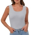 thumbnail image 1 of Blmnix Tank Tops Woman Wide Strap Cotton Tank Top Skinny Tank Tops Sleeveless Gray Crew Neck Fitted Tank Tops for Women, 1 of 7