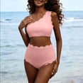 thumbnail image 1 of Blmnix Tankini Swimsuits Swimsuit Women Two Piece Swimsuit High Waisted Swimsuits Swimsuits Boat Neck Briefs Pink Plus Size Bathing Suit,M, 1 of 8