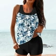 thumbnail image 1 of Blmnix Tankini Swimsuits Swimsuits for Women Two Piece Swimsuit Modest Swimsuits Swim Skirts Blue Boy Shorts Crew Neck One Piece Bathing Suit,XL, 1 of 5
