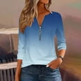 thumbnail image 1 of Blmnix Teacher Tees Basics Navy Gradient Ladies Tops and Blouses V-Neck Relaxed Long Sleeve Tops, 1 of 5