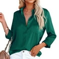 thumbnail image 1 of Blmnix Tees for Women Button Down Club Tops for Women Cotton V-Neck Long Sleeve Blouses, 1 of 7