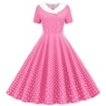 thumbnail image 1 of Blmnix Tent Ladies Dresses Vintage Dress Polka Dot Dress Under Dresses Pink Short Sleeve Cocktail-Length Collared Adjustable Waist Summer Dresses,L, 1 of 5