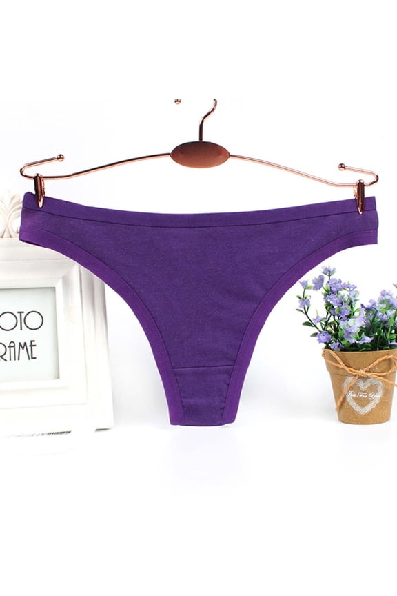 Blmnix Thong Stretch Panties for Women Purple No Show Seamless Nylon Underwear for Madam Cute 1PC, XL-XXXL