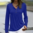 thumbnail image 1 of Blmnix Tops for Ladies Trendy Fall Blue Blouse Tunic Henley Solid Flowy Long Sleeve Fall Work Tops for Women, 1 of 6