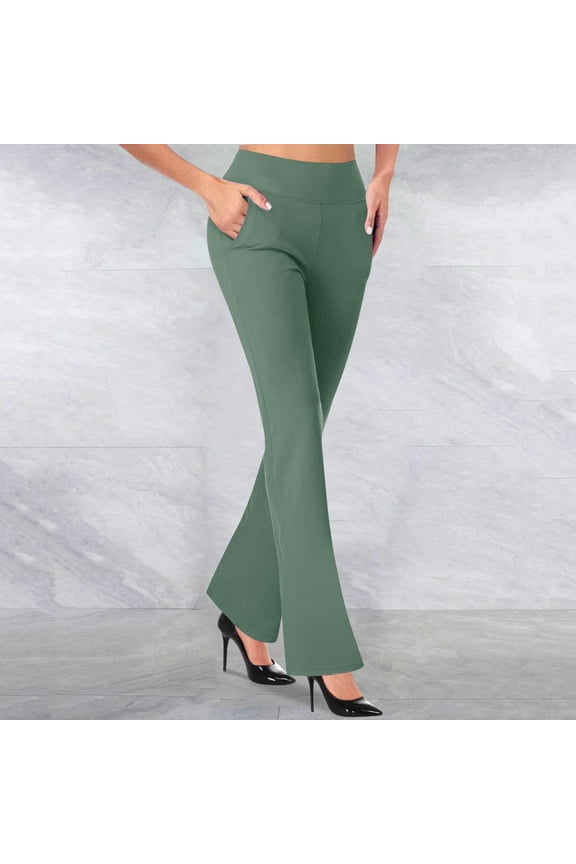 Trousers Pants for Women Flare Pants Work Pants Pleated Jeans Full Slim Bootcut Green Straight Leg Yoga Pants for Women,S