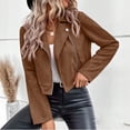 thumbnail image 1 of Blmnix Trucker Women Jacket Spring Jackets Adaptable Zip Up Womens Motorcycle Jacket Coat Cocoon Brown Long Sleeve Winter Coat, 1 of 5