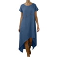 thumbnail image 1 of Blmnix Tshirt Dress Dresses for Women Shift Cotton Dresses Under Dresses Crew Neck Blue Short Sleeve Cocktail-Length Casual Summer Dresses for Women,XXL, 1 of 7