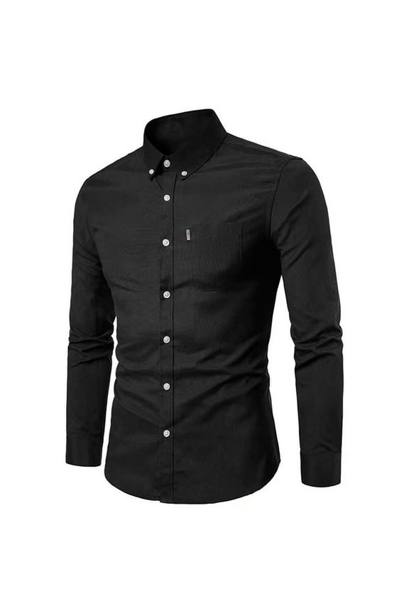 Tshirt for Men Big And Tall Dress Shirts Guide Tshirts Black Long Sleeve Collared Mens Shirts Casual,L
