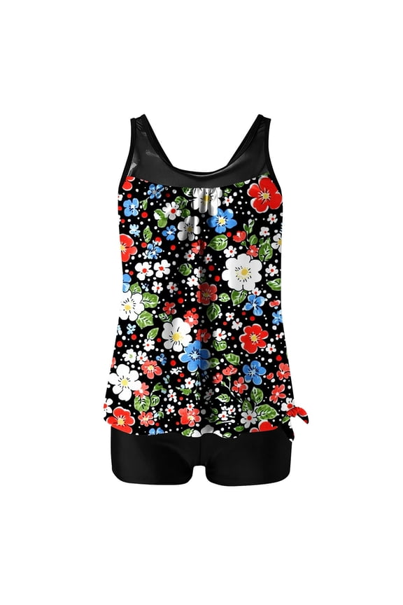 Two Piece Swimsuit Women Bathing Suits High Waisted Swimsuits Modest Swimsuits Swimsuit Crew Neck Women's Tankini Swimsuits,L